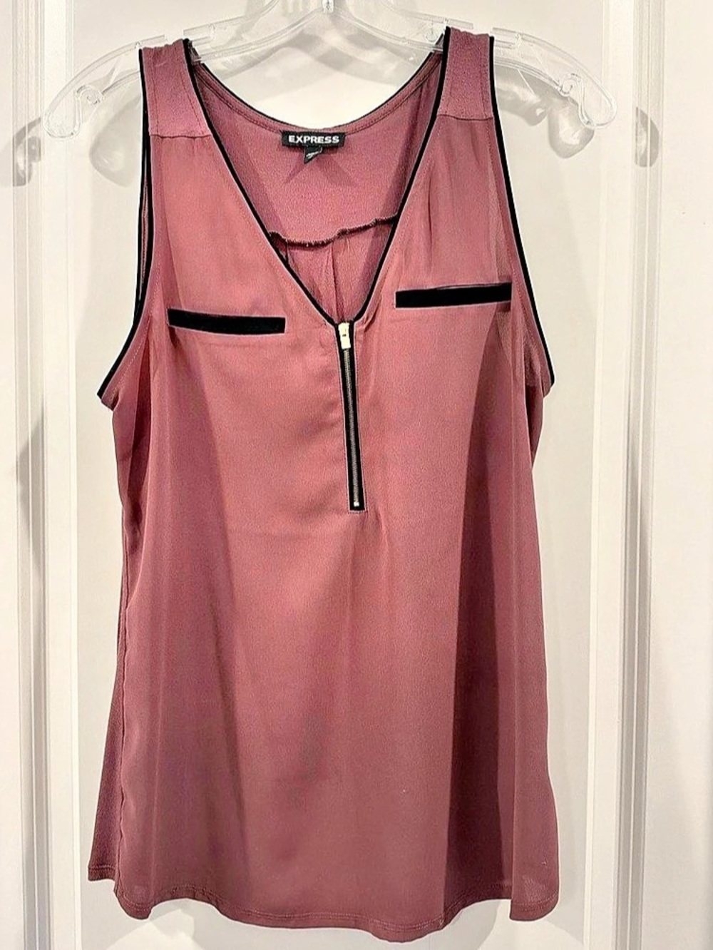 Express Zip Front Tank Top in Purple Size Small